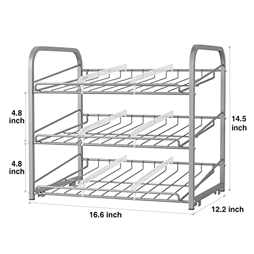 AIYAKA Can Rack Organizer, 3 Tier Stackable Can Storage Dispenser,for Food Storage, Kitchen Cabinets or Pantry, Storage for 36 Cans, Silver - color: Silver