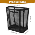 2 Pcs Mesh Bags with Handles, Collapsible Laundry Basket, Foldable Laundry Bag, Breathable Folding Beach Bag,Space-saving Travel Tote Bags (2, Black)