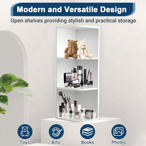 Whitmor 3 Tier Corner Open Shelf, 3 Cube Display Corner Bookshelf, Open Storage Display Bookcase, Storage Cabinet for Living Room, Bedroom, Home, Office, 9.3" L x 12" W x 31.5" H, White - color: White, size: 3 Cube Corner