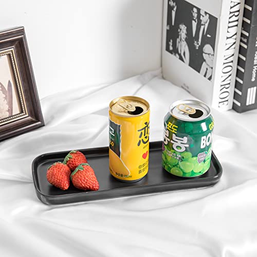 Ceramic Bathroom Tray,Kitchen Sink Organizer Tray,Cosmetics Holder (Black) - color: Black