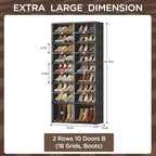 Vipbox Shoe Rack Organizer Cabinet for Closet Entryway,Clear Shoe Storage Boxes Stackable Sneaker Storage with Door Easy Assembly Black Shoe Cabinet with Lids Large 9 Tiers 36 Pairs - size: 9 Tiers 36 Pairs