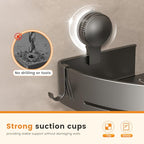Corner Shower Caddy 2-Pack, Suction Cup Bathroom Shower Organizer with Hooks, No Drilling Rustproof Aluminum Floating Wall Shelf for Inside Shower, Gun Grey (Triangular)