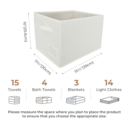 GRANNY SAYS Cloth Storage Bin with Label Holder, Closet Organizers and Storage Shelves, Sweater Storage Boxes for Closet Room, Storage Baskets for Organizing, Pearl White, Large, 3-Pack - color: Pearl White, size: Large