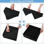 Socks Underwear Storage Box - 24 - Grid Foldable Drawer Organizer for Closet Space Saving, Black
