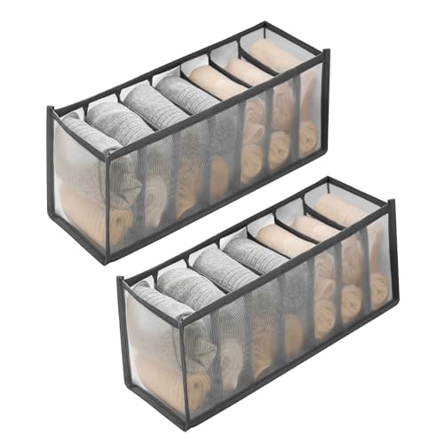 2 Pcs Underwear Storage Box Drawer Underwear Organizer Lingerie Organizer Compartment Storage Box for Wardrobe Drawer Use(Grey) - color: Grey-2pc