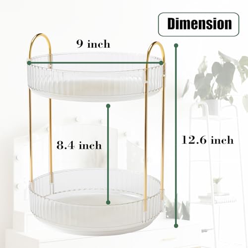 Rotating Makeup Organizer Countertop 2 Tier Lazy Susan Trays Clear Skincare Perfume Storage for Bathroom Counter Vanity, Transparent - color: Transparent, size: 2 Tier