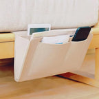 Sofa TV Remote Control Hanging Caddy Bedside Storage Bag with Pockets Organizer (Cream) - color: Cream