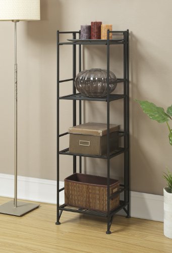 Convenience Concepts Xtra Storage 4 Tier Folding Metal Shelf, Black - color: Black