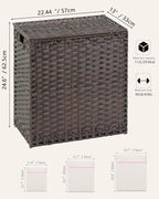 SETVSON Laundry Hamper with Lid Wicker Laundry Basket 112 L (29.6 Gal) Laundry Hampers Handwoven Rattan Laundry Hamper with Handles 3 Removable Washing Bag, 6 Mesh Bags for Bathroom Bedroom Brown - color: Brown, size: 29.6 Gal