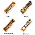 Utensil Organizer Silverware Drawer Organizer - Stackable Bamboo Flatware Caddy Cutlery Holder, Wooden Storage Boxes Tray for Bedroom,Office, Bathroom, Vanity & Garage Tool Organization(12"3"2.5") - size: 12x3x2.5inch