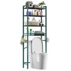 Kalrin Over-The-Toilet Storage Rack, 4-Tier Bathroom Organizer Shelf Over Toilet with Adjustable Shelf and Basket, Freestanding Space Saver Bathroom Shelves Above Toilet for Room (Green- Black) - color: Green- Black