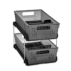madesmart Antimicrobial 2-Tier Organizer Multi-Purpose Slide-Out Storage with Handles and Dividers for Home and Bath, Pack of 1, Carbon - color: Premium Carbon