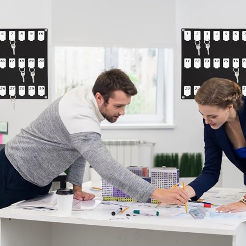 Beeveer Acrylic Key Board with 30 No. Hooks Wall Mount Key Rack Holder Hanger Storage Collection for School, Garage, Car Dealer, Office, Hotel, Real Estate(Black) - color: Black, size: 30 Hooks