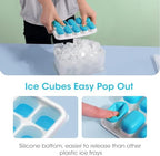 DOQAUS Ice Cube Tray with Lid and Bin - 4 Pack Silicone Ice Cube Trays for Freezer, Stackable Ice Bucket Kits with Storage Container & Scoop for Kitchen, RV, Cocktail, Coffee - color: Blue