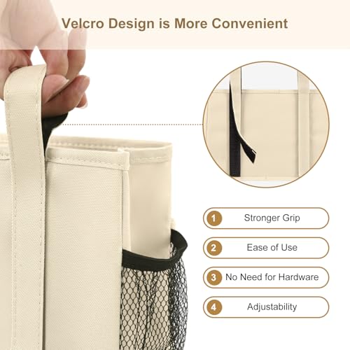 Surblue Bedside Caddy Hanging Organizer Storage Bag Pocket for Bunk, Hospital, College Dorm Rooms, Baby Bed Rails, Camp - 8 Pockets, Large, Beige - color: Beige, size: Large