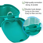 2 Pack Color Retainer Cleaner Case Denture Cups for Soaking Dentures, False Teeth Container Partial Denture Cleaning Case with Lid Travel - Lake Green and Dark Blue - color: Lake Green & Dark Blue
