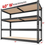 REIBII 40" W Storage Shelves 2000LBS Adjustable Garage Shelving Metal Heavy Duty 4 Tier Garage Shelves 60" H Metal Shelves for Closet Pantry Kitchen Warehouse 40" W × 20''D × 60''H - size: 20"D x 40"W x 60"H