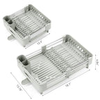 Urackify Extendable Dish Drying Rack, Dual Part Dish Drainers with Non-Scratch and Movable Cutlery Drainer and Drainage Spout, Adjustable Dish Rack for Kitchen, Gray & White - color: Soft Celery Green