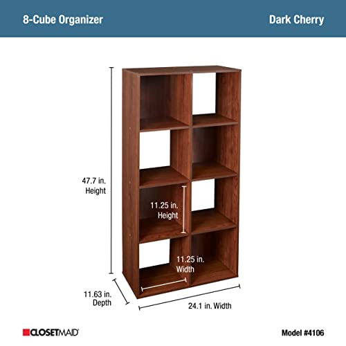 ClosetMaid Cubeicals 8 Cube Storage Shelf Organizer Bookshelf, Stackable, Vertical or Horizontal, Easy Assembly, Wood, Dark Cherry Finish - color: Dark Cherry, size: 8-Cube