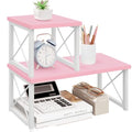 ELITEROO Desktop Shelf, 2 Tier Independent Stackable Desk Stand, Adjustable Freestanding Table Top Mini Bookshelf, Aesthetic Storage Organizers for Women/Girls/Daughter, Pink - color: Pink