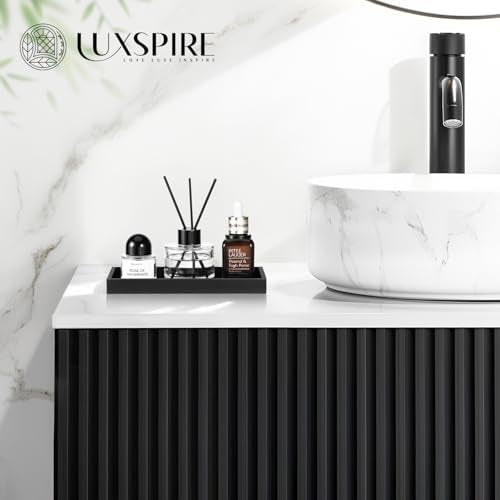 Luxspire Bathroom Vanity Tray - 2 Pack (7.9" x 4") Silicone Soap Dish for Kitchen Countertop, Bathroom Counter Tray for Soap Dispenser Perfume Jewelry Accessories, Matte Black - color: Matte Black, size: 7.87 × 3.94 × 0.79 in