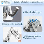 10 Pack Heavy Duty Mop and Broom Holder Wall Mount, No Drill Self Adhesive Stainless Steel Hanger with Hooks, Anti-Slip Tool Organizer for Bathroom, Kitchen, Garage, Laundry Room (10, Silver) - color: Silver-10