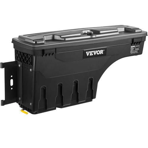 VEVOR Truck Bed Storage Box, Lockable with Password Padlock, 6.6 Gal/25 L ABS Wheel Well Tool Box, Waterproof and Durable, Compatible with Ford F-150 2015-2021, Drivers Side (Left) - size: Driver Side, style: F150