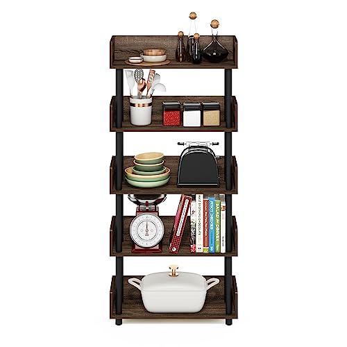 Furinno Turn-N-Tube 5-Tier Toolless Freestanding Multipurposes Display Rack, Walnut - color: Walnut, size: 5-Tier Display Rack