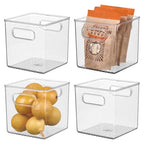 iDesign Storage Bin with Handles - Cube Organizer Bin for Pantry, Set of 4, Clear, Made in USA - style: Pack of 4