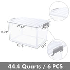 ITYLIFE CITYLIFE Citylife 6 Packs 44.4 QT Plastic Storage Bins with Lids Large Stackable Storage Containers for Organizing Clear Storage Box for Garage, Closet, Classroom, Kitchen - size: 44.4 Qt. - 6 Packs