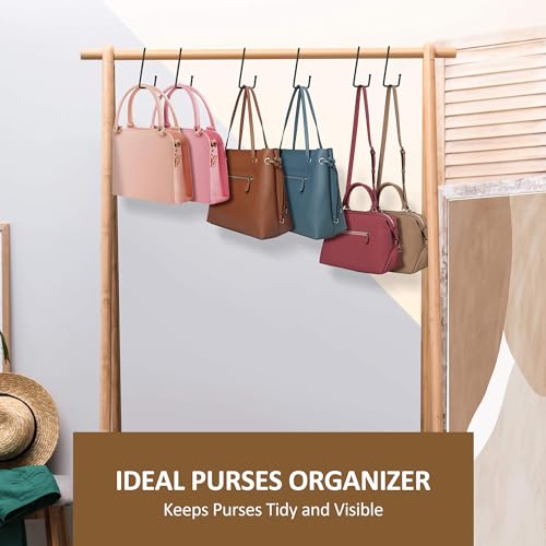 ZEDODIER 15 Pack Purse Hanger Closet, Bag Organizer Purse Hooks for Closet, Keeping Purses Visible and in Good Condition, Metal Hanging Backpack Holder Rack, Black - color: Black