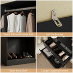 VOWNER 50'' Freestanding Closet System with Drawers & Adjustable Shelves & Rod, Wood Walk in Closet Organizer System, Shelving Unit, Garment Rack, Armoire Wardrobe Closet Bedroom Entryway, Black, BC - color: Black