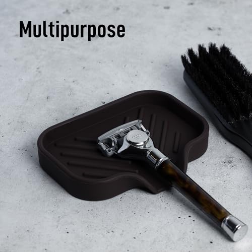 Zulay Kitchen Small Silicone Sponge Holder (4.9x3.3”) – Space-Saving Sink Organizer Tray for Sponge, Soap, Brush & More – Compact Non-Slip Dish for Kitchen & Bathroom (Chocolate) - color: Chocolate, size: Small (4.9x3.3)