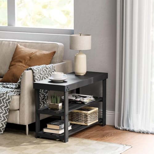 Pipishell Bamboo Shoe Rack Bench, 3 Tier Sturdy Shoe Organizer, Storage Shoe Shelf, Holds up to 300lbs for Entryway Bedroom Living Room Balcony, Black - color: Black