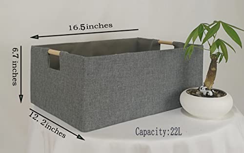 Storage Bin for Shelves Rectangle Closet Baskets Foldable Box with Handles, Gray Storage Bins, Storage Boxes for Home Office Car Dormroom - color: Gray-2pack