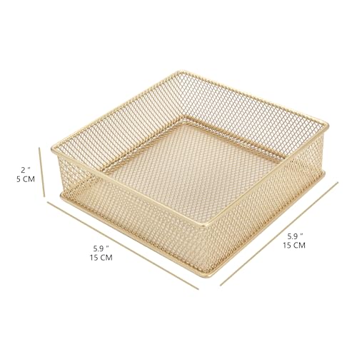 Annova Mesh Stackable Drawer Cabinet and Shelf Organizer Bins Storage Basket School Office Supply Holder Tray- Set of 2 (Gold, 6x6x2 Inch) - color: Gold, size: 6x6x2 Inch