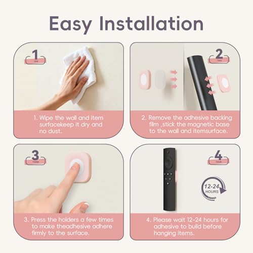 Magnetic Remote Control Holder Wall Mount Self-Adhesive, 6 Pack Upgraded Silicone Remote Organizer Storage Wall Holder for Home Office TV, Fan and Air Conditioner Remote Control 6 pink - color: 6 Pink, size: Square