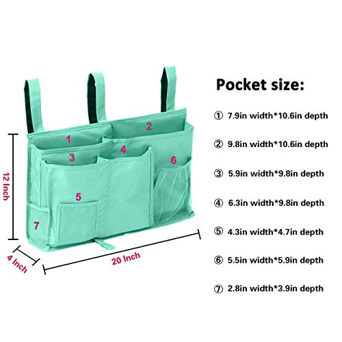 Sugaroom Bedside Storage Caddy, Bunk Bed Organizer Bed Storage Pocket Bedside Organizer Hanging Bed Storage Caddy for College Dorm Room, Hospital Bed Rails, Baby Bed, Camp (Green) - color: Green, size: Large