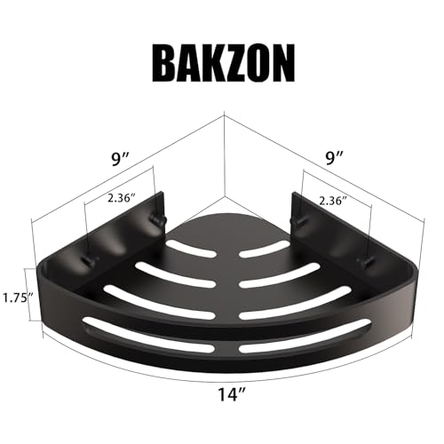 Bakzon Corner Shower Caddy, Shower Shelf Corner No Drilling Bathroom Shower Organizer Storage Rack Adhesive with Razor Holder, 2 Pack, Black - color: Black
