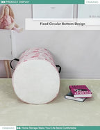 FANKANG Storage Basket, Nursery Hamper Canvas Laundry Basket Foldable with Waterproof PE Coating Large Storage Baskets for Kids Boys and Girls, Office, Bedroom, Clothes,Toys(Pink roses) - color: Pink roses