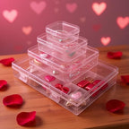 Goodma 24 Pieces Mixed Sizes Rectangular Empty Mini Clear Plastic Organizer Storage Box Containers with Hinged Lids for Small Items and Other Craft Projects - size: 4 Sizes
