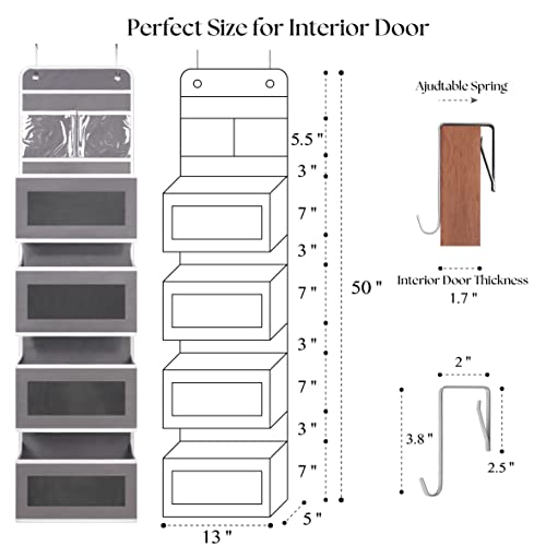 Giraffe Creation Over Door Organizer with 4 Large Capacity Pockets, Hanging Organizer Storage for Closet Bathroom Nursery Bedroom Dorm, Toys Cosmetics Sundries and Baby Essentials, Gray - color: Gray