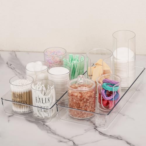 Ohlove 6Pcs Clear Plastic Drawer Organizers Tray 12" x 6.2" Storage Bins with 25Pcs Non-Slip Pads for Makeup, Jewelries, Kitchen Utensils, Bathroom and Office - size: 12"x6"