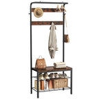 DUMOS Hall Tree with Shoe Bench and Coat Rack, Entryway Bench with Shoe Storage and Hooks, 4-in-1 Coat and Shoe Rack for Entryway, Mudroom Storage Organizer with Shelves, Rustic Brown