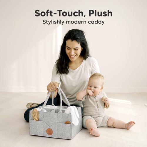 KeaBabies Baby Diaper Caddy Organizer with Handle - Portable Baby Car Organizers and Storage for Nursery, Changing Table, Large Shower Gift Basket for New Mom Gifts & Boy Girl Registry (Classic Gray) - color: Classic Gray