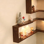 Smart Corner Shelves that Light up Your Space, Set of 3 Corner Floating Storage Shelves,Wooden Wall-Mounted Corner Shelf Display Rack, Space-Saving (Set of 3(Includes LED Lights*6)) - size: Set of 3(Includes LED lights*6)