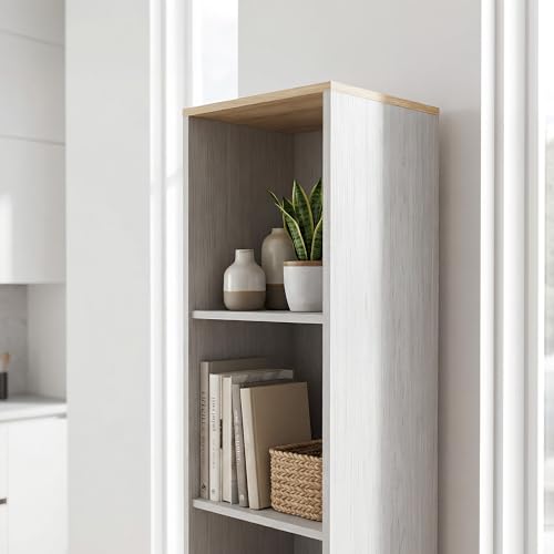 Casaphoria Space-Saving 72" Tall Narrow Bathroom Storage Cabinet, 6-Tier Slim Storage Cabinet with Adjustable Shelves, Anti-Tip Freestanding Display Shelf for Small Spaces, Apartments,White - size: 9.44"L×11.8"W×72.04"H