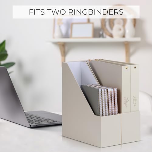 ZICOTO Beautiful Magazine Holder Set Of 3 - Sturdy File Holder to Organize Your Desk Or Shelves - The Perfect Office Storage to Effortlessly Organize Your Paperwork/Files, Magazines, Books Or Binders - color: beige