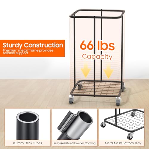 150L Laundry Hamper with Wheels, Rolling Laundry Basket with Metal Frame and Removable Bag, Large & Tall Dirty Clothes Hampers for Bedroom Aesthetic, Laundry Room, Bathroom, Dorm-Green - color: Green, size: 40GAL