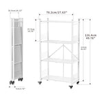 4-Tier Metal Foldable Shelf Shelving Rack Organizer on Rolling Wheels in Kitchen, Pantry, Warehouse, Patio, Basement, Dorm, Garage, RV - color: White/4-tier